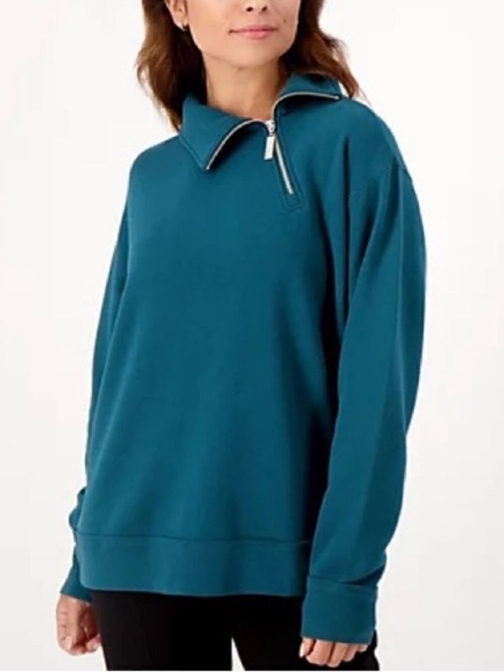Peace Love World Zip-Neck Cowl Pullover